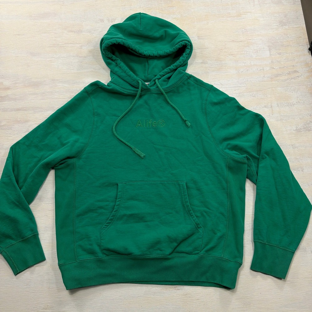 Alife Hoodie Sweatshirt Medium Embroidered Logo Green Mens